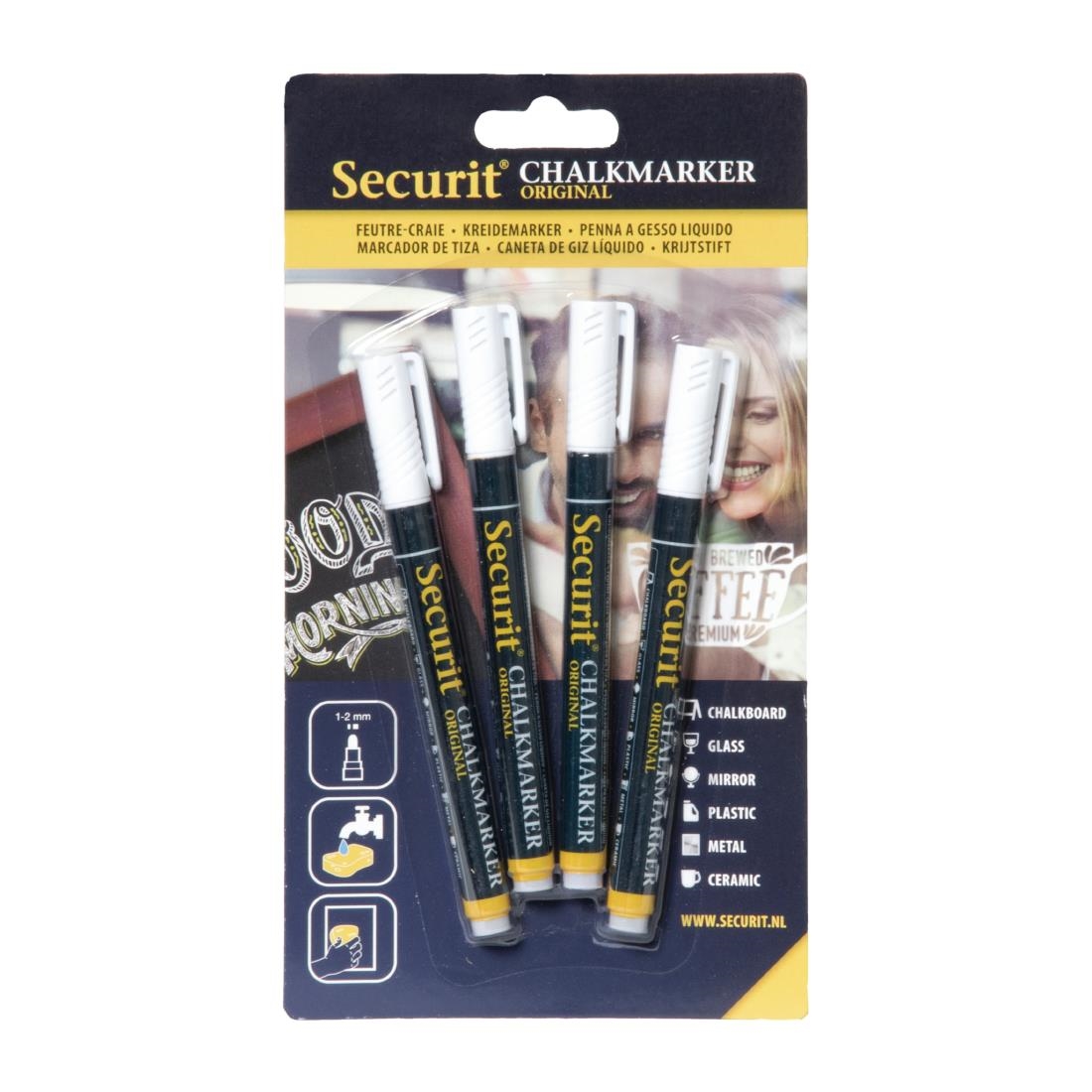 Securit 2mm Liquid Chalk Pens White PK4